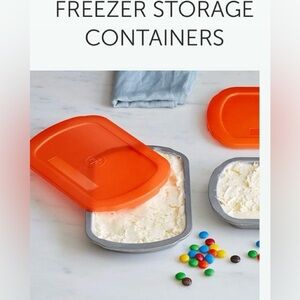 Pampered Chef Rectangular Metal Freezer Containers Set Of 2 #100078